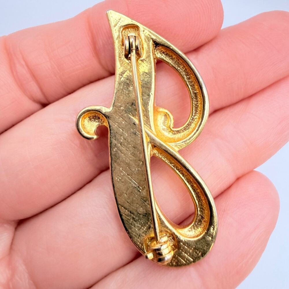 Lot of 8 Vintage Monogram Initials Goldtone Brooch Scarf Clip Brooches M N J - Picture 7 of 16